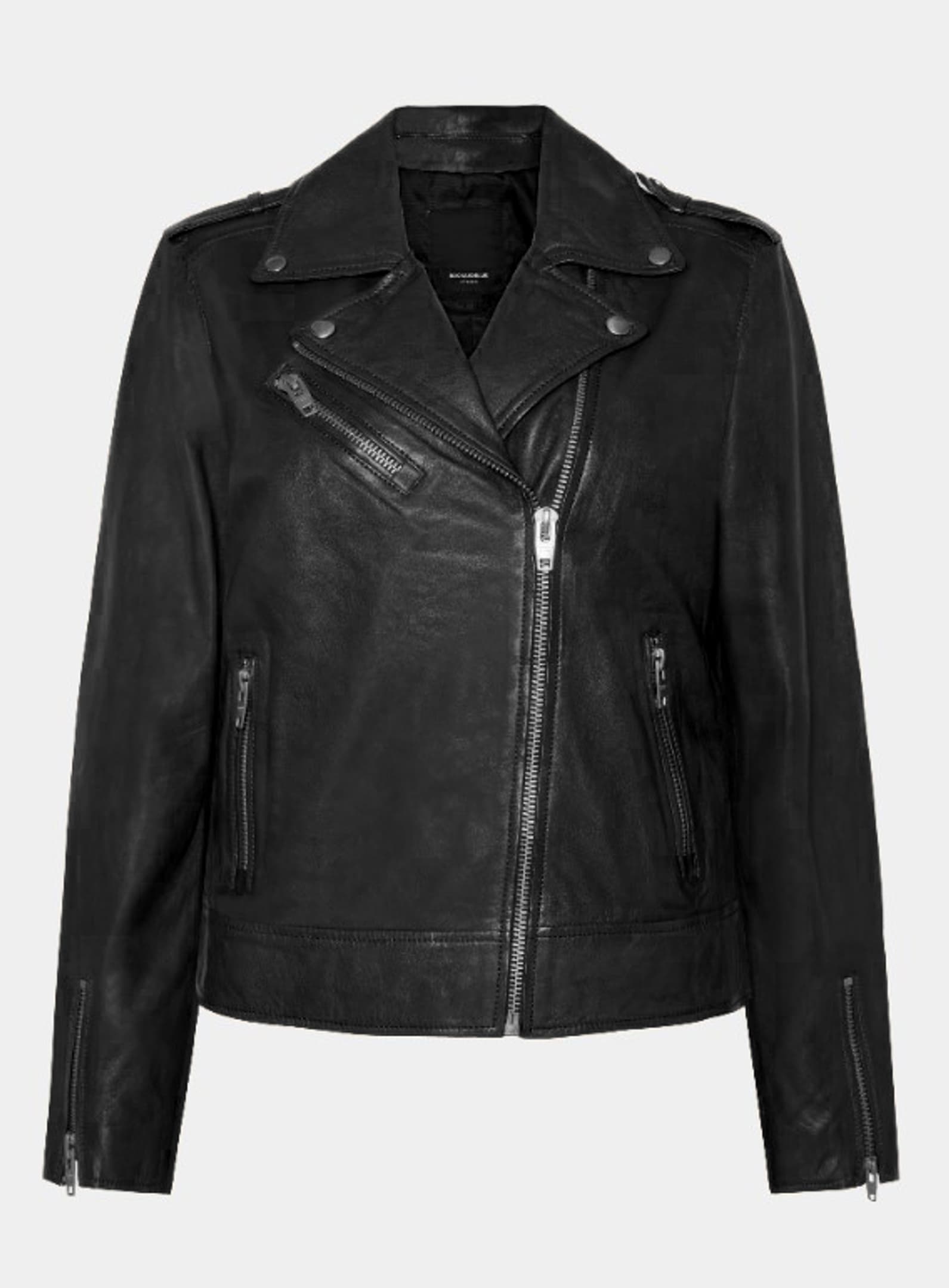 Product image of the Yaya leather jacket in black.